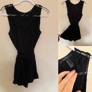 Romper with lace top and tie